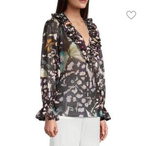Like New Ungaro butterfly ruffled cotton top size M